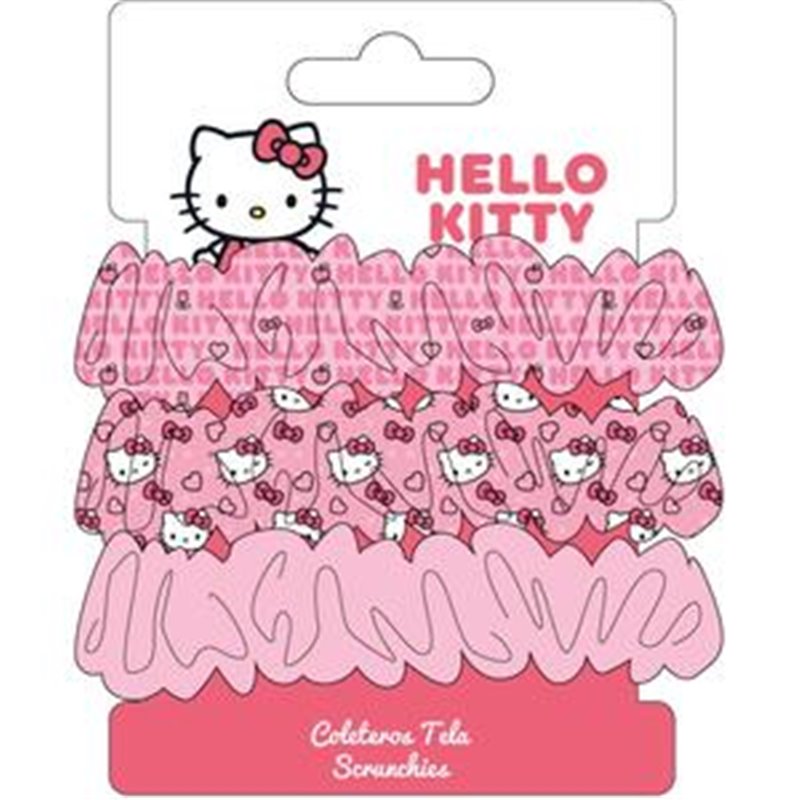 ACCESORIOS PELO COLETERO DE TELA 3 PIEZAS HELLO KITTY