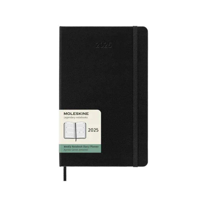 AGENDA 2025 TAPA DURA 12 MESES SEMANAL HORIZONTAL L (13 X 21 CM) NEGRA MOLESKINE DHB12WH3Y25