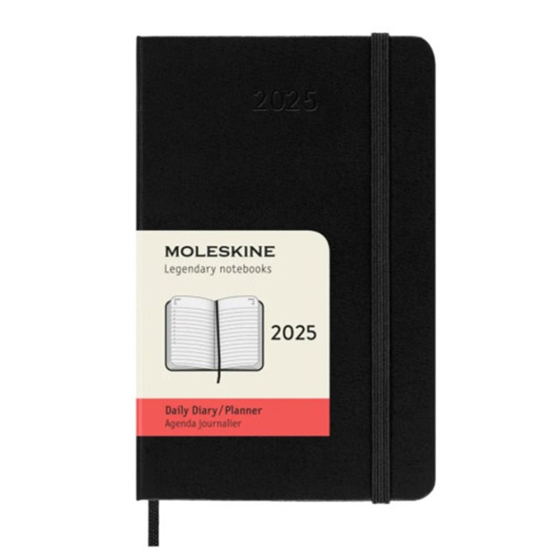 AGENDA 2025 TAPA DURA 12 MESES DIARIA P (9 x 14 CM) NEGRA MOLESKINE DHB12DC2Y25