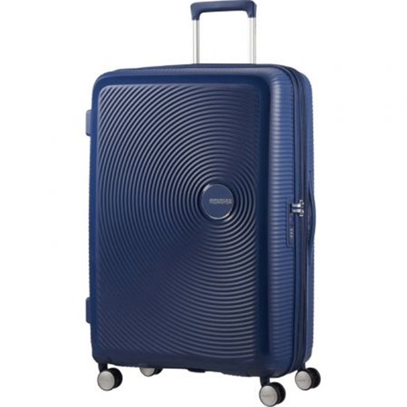 Maleta Grande American Tourister SoundBox Spinner 77cm/ 77x51.5x29.5cm/ 4 Ruedas/ Azul Marino