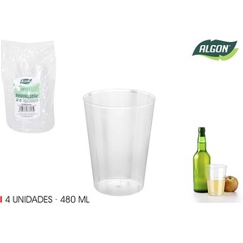 SET-4 VASO SIDRA PP 480ML ALGON