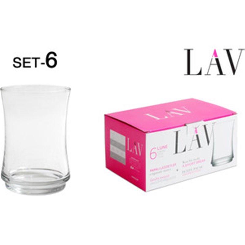 SET 6 VASOS VIDRIO 225CC LUNE