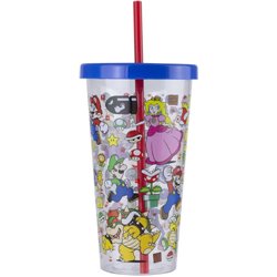 VASO DE PLÁSTICO CON PAJITA SUPER MARIO 700ML PALADONE PP8015NN