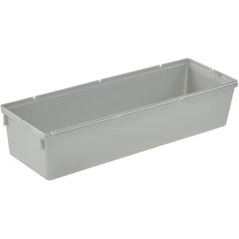 RECIPIENTE ORGANIZADOR, COMBINABLE CON OTROS RECIPIENTES, PLÁSTICO RESISTENTE (PP), 23 X 8 X 5 CM, PEPE, PLATEADO