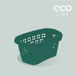 CESTA ECO PARA LA COLADA CON PROTECTOR DE CADERA, CIRCULACIÓN DE AIRE, 30,5 L, ANTON, VERDE, 57.5X38X26.5 CM