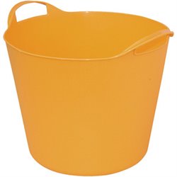 BOLSA PARA MÚLTIPLES USOS, EN MATERIAL PLÁSTICO FLEXIBLE, DE COLOR NARANJA Ø SUP. 385 MM. INF. 280 H 300/340 MM.