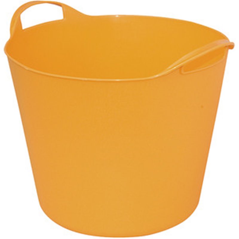 BOLSA PARA MÚLTIPLES USOS, EN MATERIAL PLÁSTICO FLEXIBLE, DE COLOR NARANJA Ø SUP. 385 MM. INF. 280 H 300/340 MM.