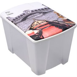 CAJA CON RUEDAS PARA MULTIPLES USOS, CON FONDO TRASPARENTE Y LA CUBIERTA CON IMAGEN VENECIA. PRODUCIDA EN POLIPROPILENO. DIMENSI