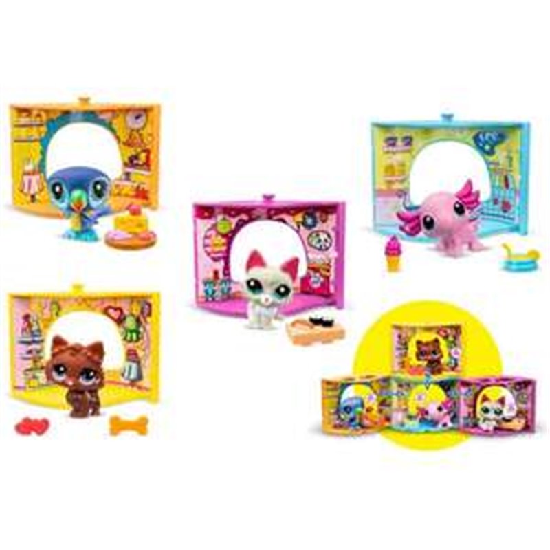 FIGURA MASCOTA LITTLEST PET SHOP PET NOOKS. INCLUYE 1 MASCOTA,SET APILABLE Y 2 ACCESORIOS. - MODELOS SURTIDOS