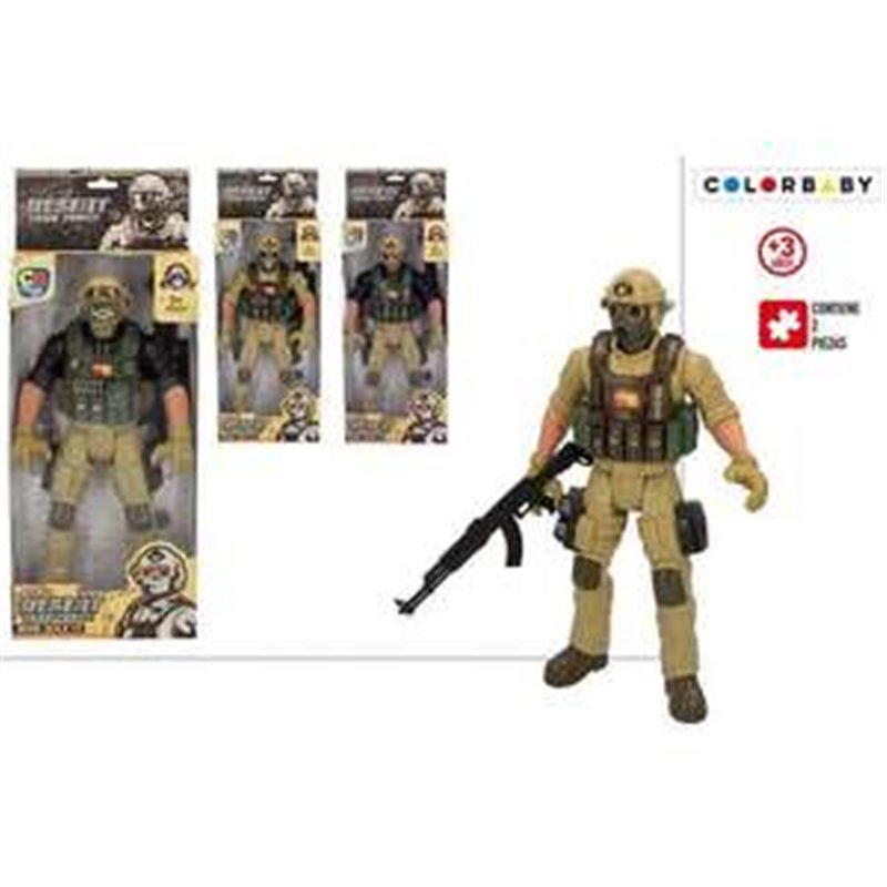 FIGURA ARTICULADA SOLDADO DESERT TASK FORCE.  EQUIPADA CON CHALECO ANTIBALAS Y METRALLETA. 30 CM - MODELOS SURTIDOS