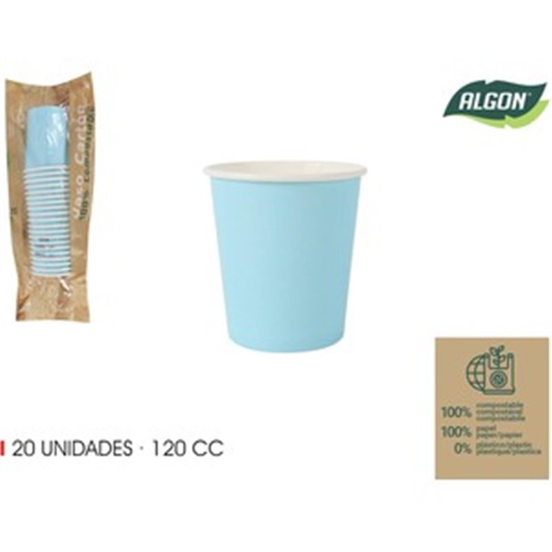 SET-20 VASO CARTON AZUL BABY 120CC ALGON