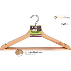 SET 3 PERCHAS MADERA NATURAL ANTIDESLIZANTE CONFORTIME