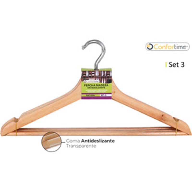 SET 3 PERCHAS MADERA NATURAL ANTIDESLIZANTE CONFORTIME