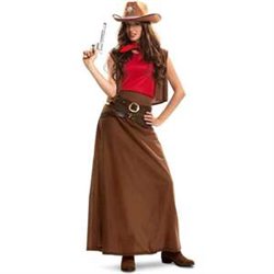 DISFRAZ COWGIRL FALDA, PAÑUELO, CHALECO Y 2 CINTURONES TALLA XXL