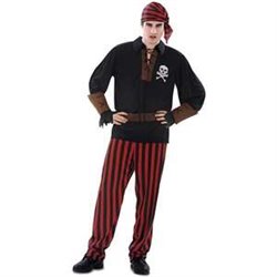 DISFRAZ BANDANA PIRATE PAÑUELO, CAMISA, MUÑEQUERAS, CINTURÓN Y PANTALÓN TALLA XL