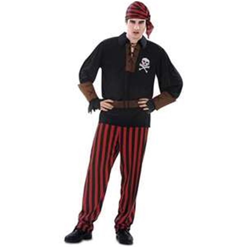 DISFRAZ BANDANA PIRATE PAÑUELO, CAMISA, MUÑEQUERAS, CINTURÓN Y PANTALÓN TALLA XL