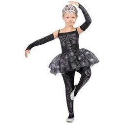 DISFRAZ BAILARINA ESQUELETO TIARA, VESTIDO, MITONES Y MALLAS TALLA 7-9 Y