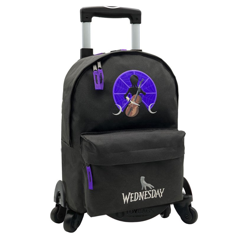 Mochila Miercoles Addams + Carro Toybags Miercoles 43cm