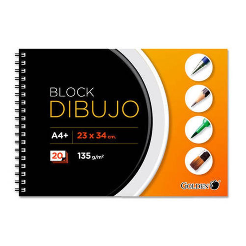 CUADERNO DE DIBUJO A4+ 135 GR. 20 HOJAS CON RECUADRO GOLDEN 321537