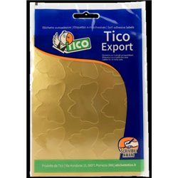 PAQUETE 10 HOJAS ETIQUETAS SATINADAS ORO 48X36 MM TICO E-GL-4836