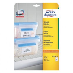 PAQUETE 25 HOJAS ETIQUETAS PARA EL CONGELADOR-IMPRESORAS LÁSER, INYECCIÓN DE TINTA Y FOTOCOPIADORAS-63,5 X 33,9 MM AVERY L7970-2