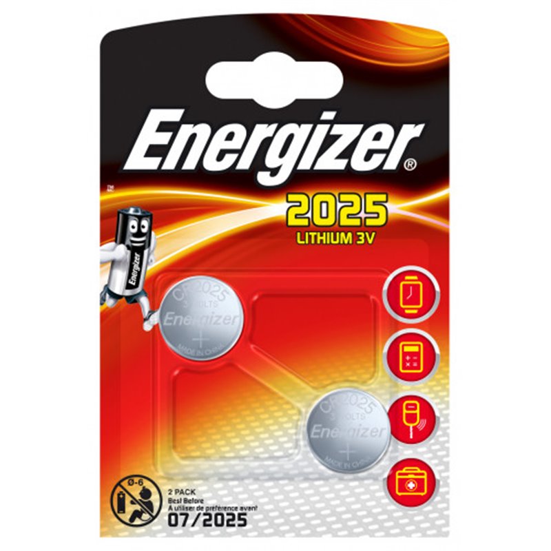 BLISTER 2 PILAS DE BOTON MODELO CR2025 ENERGIZER E301021501