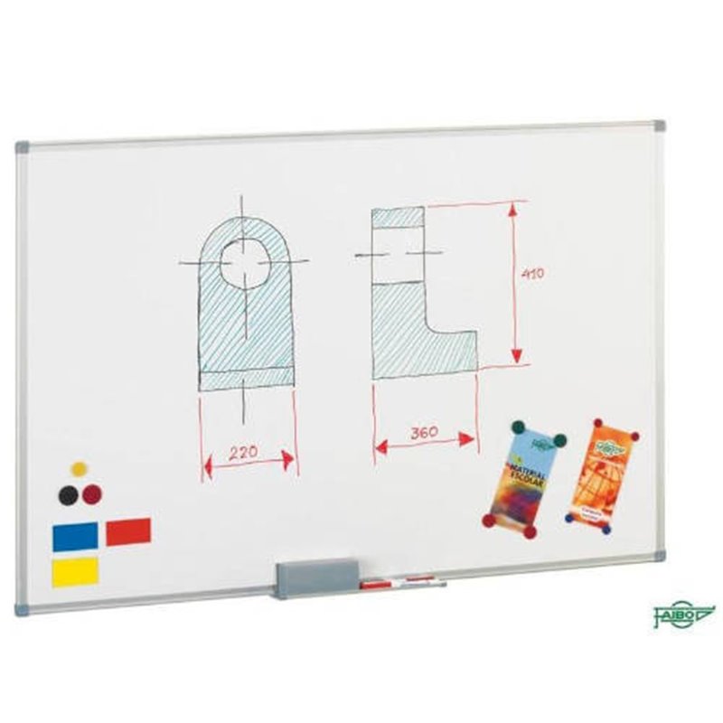 PIZARRA MAGNETICA BLANCA DE ACERO LACADO 120X180 CM. MARCO ALUMINIO FAIBO 840-12T