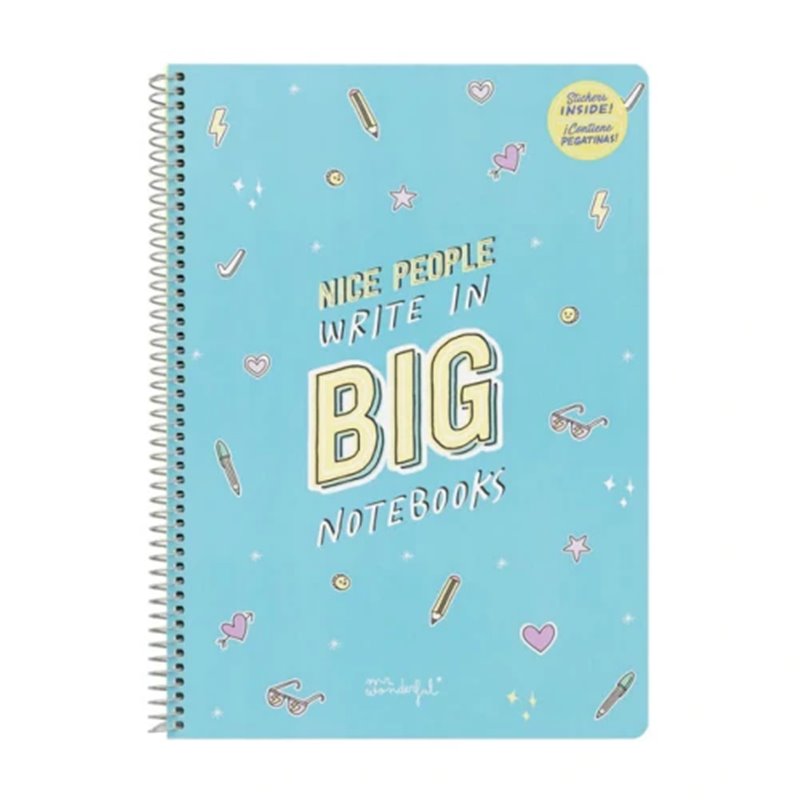 LIBRETA A4 TAPA DURA CON ESPIRAL "NICE PEOPLE WRITE IN BIG NOTEBOOKS" MR. WONDERFUL WOA09447EN