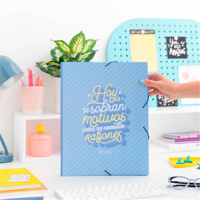 CARPETA CARTON SEPARADORA CON GOMA ELASTICA "HOY TE SOBRAN MOTIVOS PARA.. "MR.WONDERFUL WOA09755ES