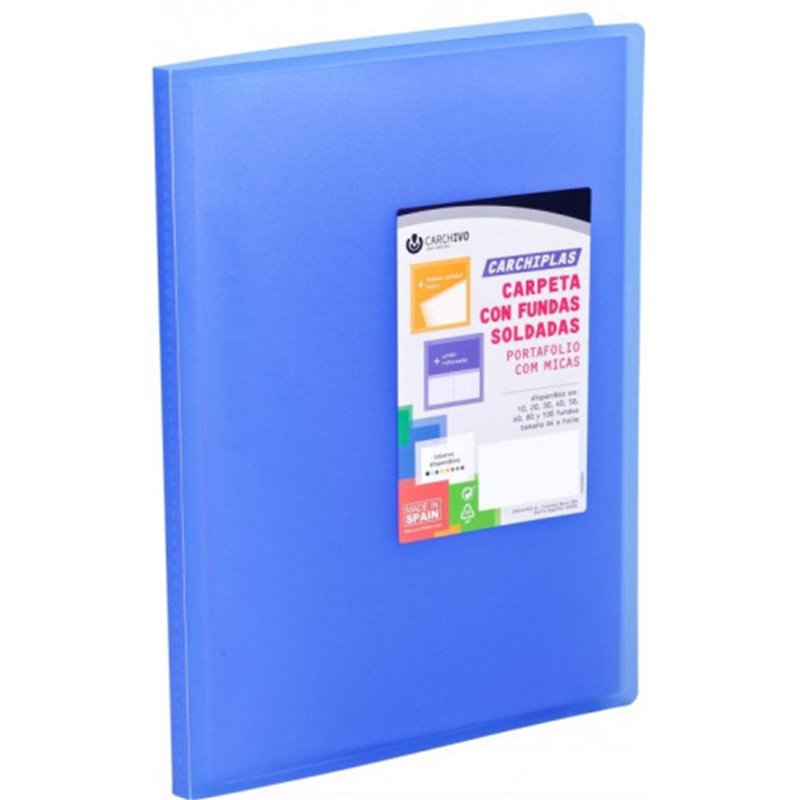 CARPETA CARCHIPLAS-BOOK A4 POLIPROPILENO 50 FUNDAS SOLDADAS AZUL CARCHIVO 50305050