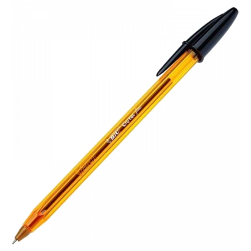 BOLIGRAFO CRISTAL FINE CUERPO NARANJA TRAZO 0,3 MM. COLOR NEGRO BIC 872731