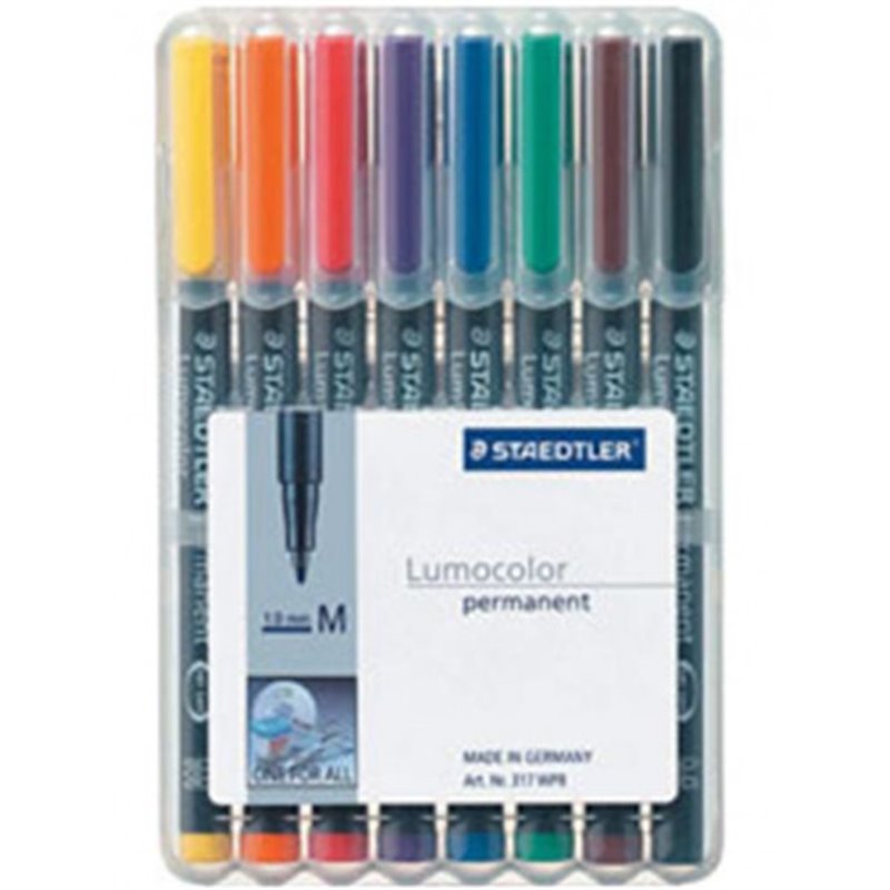 ESTUCHE 8 MARCADORES LUMOCOLOR PERMANENTE PUNTA MEDIA 1MM. SURTIDOS STAEDTLER 317 WP8