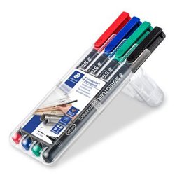 ESTUCHE 4 MARCADORES LUMOCOLOR PERMANENTE PUNTA SUPERFINA 0,4MM. SURTIDOS STAEDTLER 313 WP4