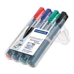 ESTUCHE 4 MARCADORES PERMANENTES LUMOCOLOR 352 TRAZO 2MM. SURTIDOS STAEDTLER 352 WP4