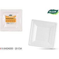 SET-5 PLATO BIO. CUAD. 20CM CAÑA ALGON