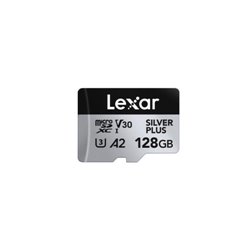 LEXAR 128GB LEXAR HIGH-PERFORMANCE SILVER PLUS MICROSDXC UHS-I, UP TO 205MB/S READ 150MB/S WRITE C10 A2 V30 U3,WITH ADAPTER