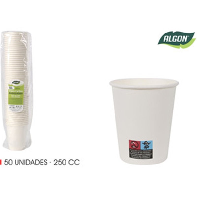 SET-50 VASO BLANCO CARTON 250CC ALGON