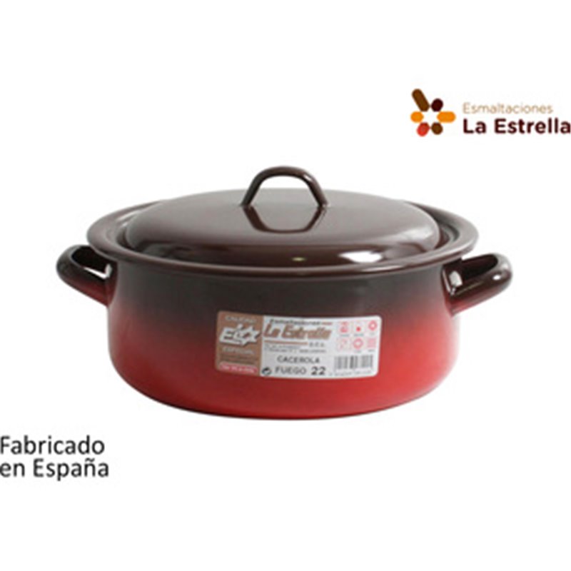 CACEROLA ESMALTADA C/TAPA 22CM - 3.4L FUEGO