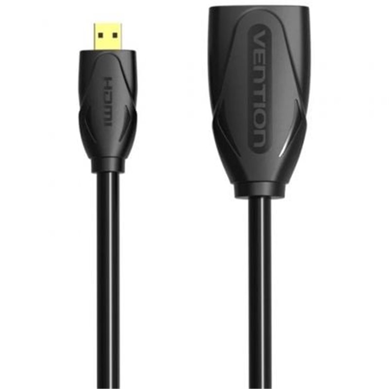 Cable Alargador Micro HDMI 4K Vention ABBBF/ Micro HDMI Macho - HDMI Hembra/ 1m/ Negro