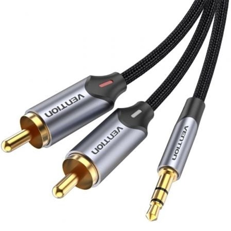 Cable Audio Vention BCNBG/ 2x RCA Macho - Jack 3.5 Macho/ 1.5m/ Gris