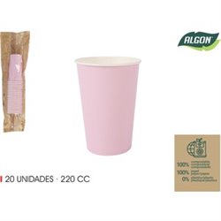 SET-20 VASO CARTON ROSA BABY 220CC ALGON