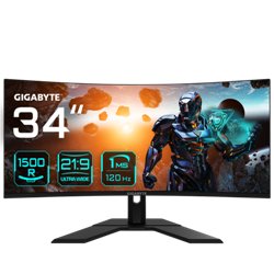 GIGABYTE GS34WQC 34" Monitor de juegos curvo WQHD - 3440 x 1440 (WQHD), 300Hz, 1ms, 250 cd/m², FreeSync Premium, preparado para 