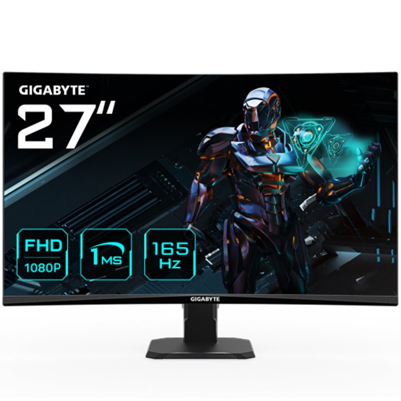 GIGABYTE Monitor de juego GS27F 27" FHD - 1920 x 1080 (FHD), 165Hz, 1ms, 300 cd/m², FreeSync Premium, compatible con HDR, HDMI 2