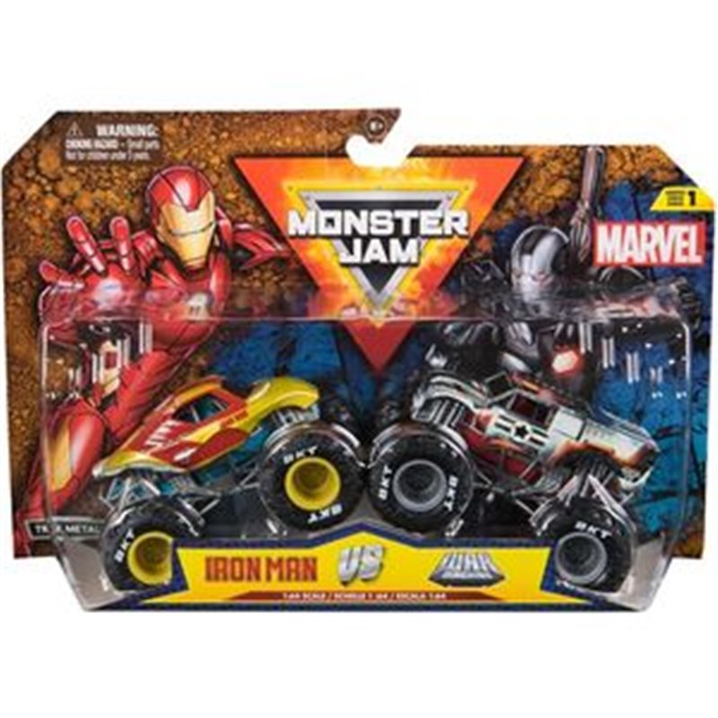 BLISTER 2 COCHES IRON MAN VS WAR MACHINE MARVEL MONSTER JAM