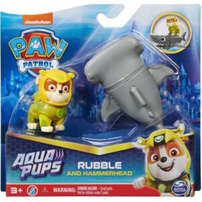 BLISTER 2 FIGURAS RUBBLE AQUA PUPS PATRULLA CANINA PAW PATROL