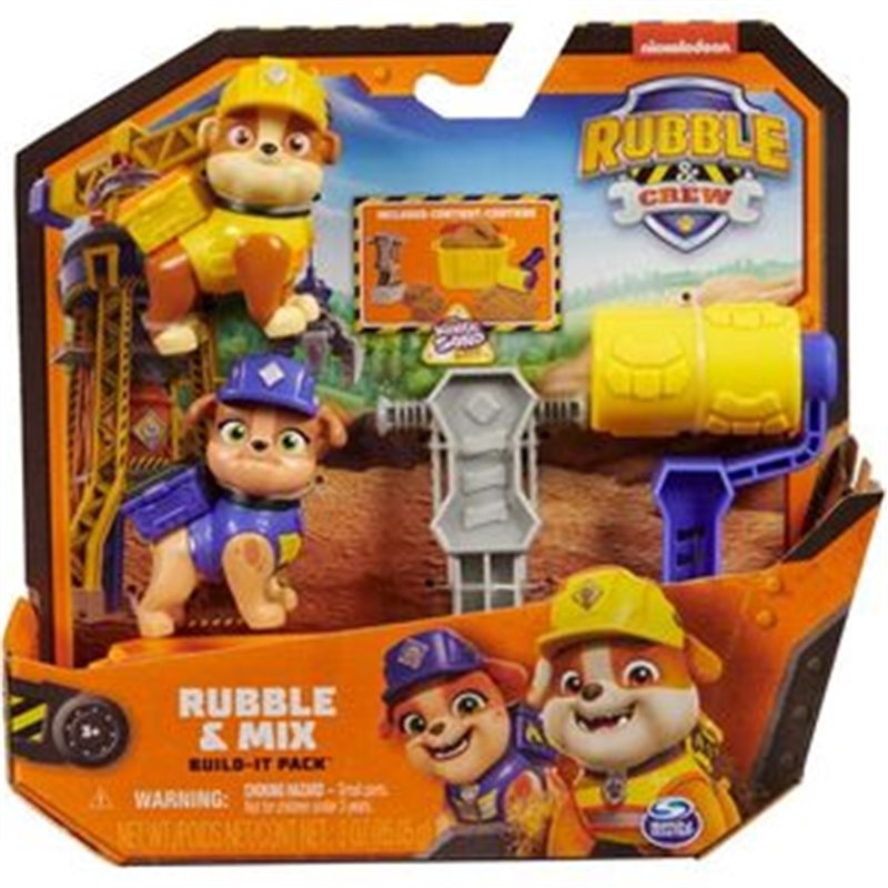 BLISTER 2 FIGURAS RUBBLE Y MIX EQUIPO RUBBLE PATRULLA CANINA PAW PATROL