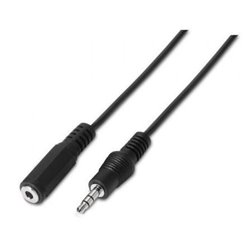 Adaptador Est�reo Aisens A128-0145/ Jack 3.5 Macho - Jack 3.5 Hembra/ Hasta 0.1W/ 1.5m/ Negro