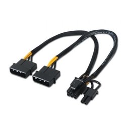 Cable Alimentaci�n Tarjeta Gr�fica Aisens A131-0165/ 2x Molex Macho - Molex 6+2 PIN Macho/ Hasta 54W/ 20cm