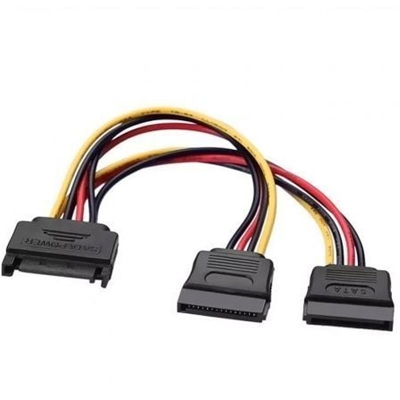 Cable Alimentaci�n Aisens A131-0353/ SATA Macho - 2x SATA Hembra/ Hasta 54W/ 20cm/ Negro