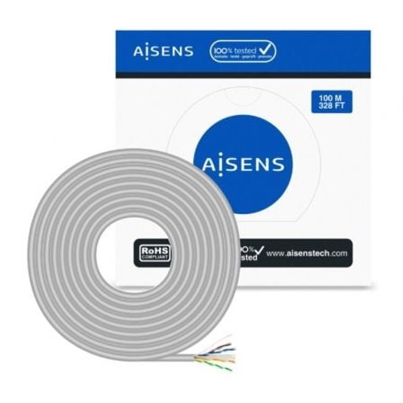 Bobina de Cable RJ45 UTP AWG23 CCA (Aleaci�n) Aisens A135-0660 Cat.6/ 100m/ Gris